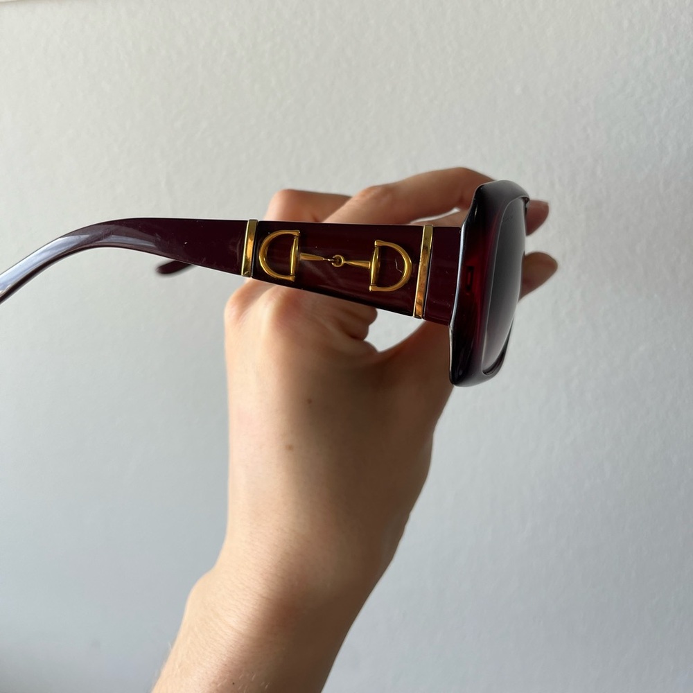 Gucci Burgundy Oversized Square Sunglasses - Picture 3 of 8